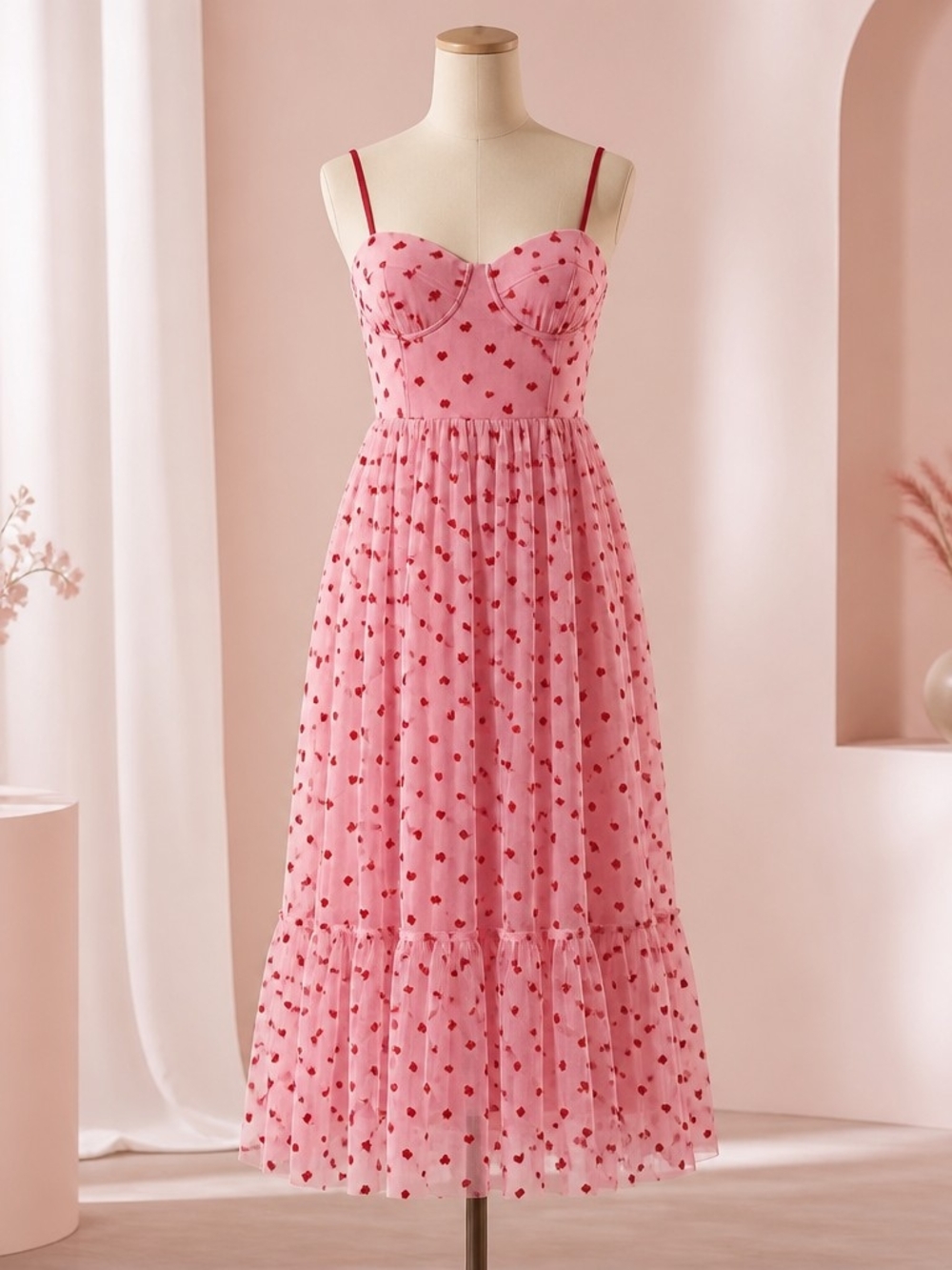 Betsey Johnson Pink Dress with Red Heart Print